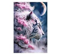 Puzzle pour Adolescents 75x50cm/1000pcs White Tiger Moonlit Blossom Puzzles pour Adultes Jeu De Réflexion Course De Vitesse Interaction Parent-Enfant 75x50cm/1000pcs