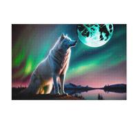 Puzzle pour Adolescents 75x50cm/1000pcs Wolf Gazing at Mystical Moon Puzzles pour Adultes Jeu Pratique, Amusant Et Humoristique Aidez Votre Cerveau À Faire Travailler 75x50cm/1000pcs