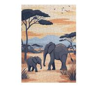 Puzzle pour Adolescents African Elephant Family Puzzle, Jouet, Décoration Murale, Analyse Et Logique, Activités Ludiques À La Maison, 38x26cm/1000pcs
