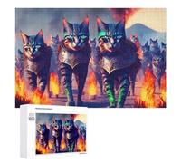 Puzzle pour Adolescents Ancient Cat Warriors Marching Through Flames Puzzle Adulte Anti-Stress, Cadeau d'anniversaire, Cadeaux, 1000 PCS