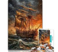 Puzzle pour Adolescents Bateau Pirate 1 000 pièces Jouets éducatifs et éducatifs pour la Famille pour renforcer l'amour Entre Couples (26x38cm)