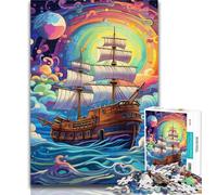 Puzzle pour Adolescents, Bateau Pirate de la Galaxie, 1 000 pièces, pour Adolescents et Adultes, Anti-Stress, défi Difficile, renforce l'amour Entre Couples, 75x50cm