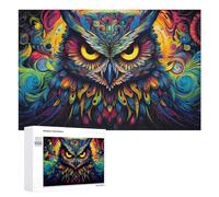 Puzzle pour Adolescents Colorful Abstract Owl Artwork -2 Puzzle Adulte Anti-Stress, Cadeau d'anniversaire, Cadeaux, 1000 PCS