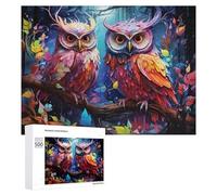 Puzzle pour Adolescents Colorful Forest Owls Puzzle Adulte Anti-Stress, Cadeau d'anniversaire, Cadeaux, 500 PCS