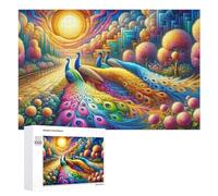 Puzzle pour Adolescents Colorful Peacock Garden Fantasy Puzzle Adulte Anti-Stress, Cadeau d'anniversaire, Cadeaux, 1000 PCS