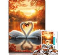 Puzzle pour Adolescents Couple de cygnes 1000 pièces pour Adultes et Adolescents, pour renforcer l'amour Entre Les Couples à partir de 14 Ans 50x75cm