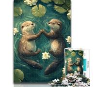 Puzzle pour Adolescents, Couple de loutres, 1000 pièces, pour Adultes et Adolescents, Jouets éducatifs, Jeux en Famille, Cadeau d'anniversaire, 26x38cm