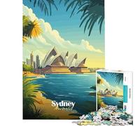 Puzzle pour Adolescents de 1000 pièces Affiche de l'Opéra de Sydney Jeu éducatif Stimulant Cadeau de Père Noël Secret Amusant et Humoristique (Taille 38x26cm)