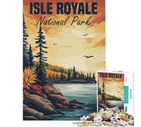 Puzzle pour Adolescents de 1000 pièces Affiche du Parc National Isle Royale Un défi à relever Jeu éducatif Familial pour Les 14 Ans et Plus (38x26cm)