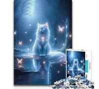 Puzzle pour Adolescents de 1000 pièces : Chat Blanc Mystique - Un défi Stimulant - Cadeau d'anniversaire pour Les 14 Ans et Plus - Jeu de Puzzle - 50x75cm