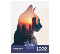 Puzzle pour adolescents de 1000 pièces Chat en ville - Puzzle pour adolescents - Jeu familial - Améliorer la mémoire - Cadeaux de Noël et d'anniversaire - 70 x 50 cm - 1000 pièces