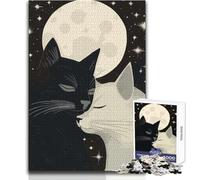 Puzzle pour Adolescents de 1000 pièces, Chats Noirs et Blancs, Jeu éducatif Familial, Niveau Difficile, Cadeau d'anniversaire, Dimensions:38x52cm