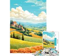 Puzzle pour Adolescents de 1000 pièces Collines Italiennes paisibles de Toscane Jeu éducatif Jouet Jeu intellectuel idée Cadeau Amusante et Humoristique (Dimensions 38x26cm)