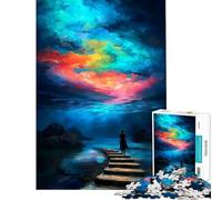 Puzzle pour Adolescents de 1000 pièces Femme Marchant vers Un Ciel coloré Jeu éducatif et Relaxant Défi Stimulant Cadeau d'anniversaire (Dimensions 38x52m)
