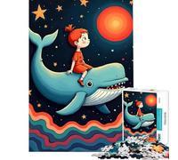 Puzzle pour Adolescents de 1000 pièces Fille chevauchant Une Baleine sous Un Ciel étoilé Jeu éducatif Jouet Jeu intellectuel idée Cadeau Amusante et Humoristique (Dimensions 38x26cm)