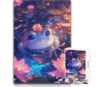 Puzzle pour Adolescents de 1000 pièces - Grenouille Mignonne dans Un étang de Lotus - Jeu éducatif Familial - Niveau de difficulté:Difficile - Cadeau d'anniversaire - Dimensions:38x52cm