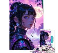 Puzzle pour Adolescents de 1000 pièces Guerrier au Clair de Lune dans Une forêt enchantée Jeu Familial Difficile et Stimulant à partir de 14 Ans 38x52cm