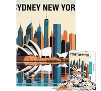 Puzzle pour Adolescents de 1000 pièces illustrant Les panoramas de Sydney et de New York Jeu éducatif Stimulant et Amusant Cadeau de Père Noël Secret (Dimensions 38x52cm)