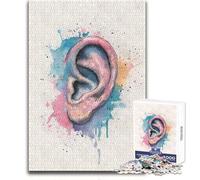 Puzzle pour Adolescents de 1000 pièces, Illustration Aquarelle de l'anatomie de l'oreille, Jeu de Puzzle Unique et Stimulant, Cadeau d'anniversaire, Format 50x75cm