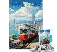Puzzle pour adolescents de 1000 pièces illustration du paysage urbain du tramway de Hong Kong activités amusantes à la maison mais aussi un jeu familial amusant et humoristique pour les 14 ans et plus
