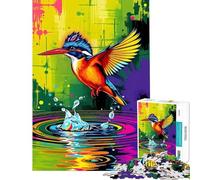 Puzzle pour Adolescents de 1000 pièces Kingfisher Splash Jeu Familial Difficile et Stimulant Décoration Murale À partir de 14 Ans Jeu de Puzzle Offert (38x26cm)