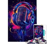 Puzzle pour Adolescents de 1000 pièces Microphone rétro avec Casque défi et difficulté Jeu Familial à partir de 14 Ans Puzzle proposé (38x26cm)