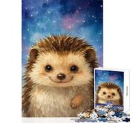 Puzzle pour Adolescents de 1000 pièces Motif hérisson Aquarelle sous Ciel étoilé Décoration Murale Amusante et éducative avec Poster et fiche de Questions Assortis Dimensions 38x26cm