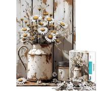 Puzzle pour Adolescents de 1000 pièces Nature Morte Rustique avec Marguerites Difficile et Stimulant Jeu Familial à partir de 14 Ans (50x75cm)