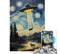 Puzzle pour Adolescents de 1000 pièces OVNI au-Dessus d'une Nuit étoilée Jeu de réflexion et de logique pour Adultes pour Les Amis et la Famille (38x52cm)