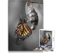 Puzzle pour Adolescents de 1000 pièces:Papillon monarque sortant de sa chrysalide - Jeu éducatif Familial - Niveau de difficulté:Difficile - Cadeau d'anniversaire - Dimensions:38x52cm