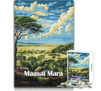 Puzzle pour Adolescents de 1000 pièces, Paysage du Maasai Mara, pour des Moments de Jeu et d'apprentissage en Famille Cadeau éducatif idéal pour Un Anniversaire Dimensions 38x26cm