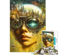 Puzzle pour Adolescents de 1000 pièces Paysage Urbain futuriste Lunettes de Protection Puzzle pour Adultes Jeux relaxants décoration Murale défi à relever (Taille 38x26cm)