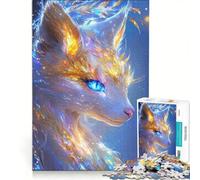 Puzzle pour Adolescents de 1000 pièces Portrait du Renard céleste, Jeu Manuel, idéal pour s'occuper Pendant Les Vacances, avec Poster et fiche de Questions Assortis 50x75cm