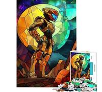 Puzzle pour Adolescents de 1000 pièces Puzzle de Soldat de l'espace en vitrail Jeu Manuel Amusant et Humoristique Cadeau Anti-Stress (Taille 38x52cm)
