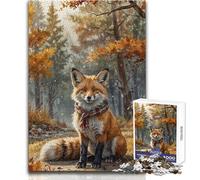 Puzzle pour Adolescents de 1000 pièces - Renard dans Les Bois d'automne - Profitez de Moments de détente et de Calme - Découpe Nette et résistante - Dimensions:38x52cm