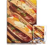 Puzzle pour Adolescents de 1000 pièces représentant Deux délicieux sandwichs sur Un Plateau en Bois Un Jeu Original et Amusant, idéal pour décorer Un Mur Dimensions:50x75cm