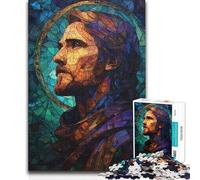 Puzzle pour Adolescents de 1000 pièces représentant Jésus en vitrail : Un défi Stimulant, idéal comme Cadeau d'anniversaire pour Les 14 Ans et Plus Dimensions : 50x75cm