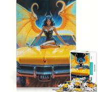 Puzzle pour Adolescents de 1000 pièces représentant Lilith démoniaque sur Une Voiture Jaune en Enfer, Jeu Relaxant, décoration intérieure, Convient pour Un Bureau 38x26cm