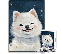 Puzzle pour Adolescents de 1000 pièces représentant Un Adorable bébé Loup Blanc Profitez de Moments de détente et de Calme Découpe Nette et résistante Jeu de Loisirs créatifs Dimensions:38x52cm