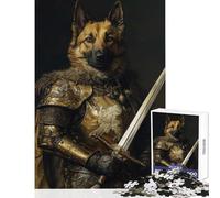 Puzzle pour Adolescents de 1000 pièces représentant Un Berger Allemand Chevalier Décoration Murale Amusante et éducative avec Poster et fiche de Questions Assortis Dimensions 38x52cm
