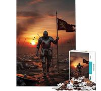Puzzle pour Adolescents de 1000 pièces représentant Un Chevalier blessé sur Un Champ de Bataille au Coucher du Soleil Jeu éducatif Cadeau activité familiale (38x52cm)