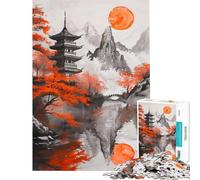 Puzzle pour Adolescents de 1000 pièces représentant Un érable dans Un Temple Japonais Un défi à relever pour Apprendre et Apprendre en Famille à partir de 14 Ans (38x26cm)