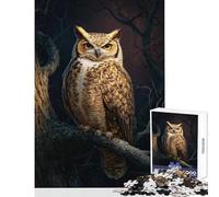 Puzzle pour Adolescents de 1000 pièces représentant Un Grand-duc d'Amérique perché sur Une Branche Jeu Anti-Stress Cadeau d'anniversaire Jeu éducatif Collection d'artistes Format 50x75cm