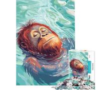Puzzle pour Adolescents de 1000 pièces représentant Un Orang-outan Flottant paisiblement dans l'eau Idéal pour Un Anniversaire ou Noël Décoration Murale Jeu éducatif pour Les 14 Ans et Plus (38x52cm)