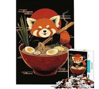 Puzzle pour Adolescents de 1000 pièces représentant Un Panda Roux dégustant Un Bol de Ramen Jeu éducatif Cadeau activité familiale (75x50cm)