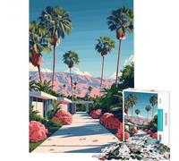 Puzzle pour Adolescents de 1000 pièces représentant Un Paysage de Palm Springs avec des Montagnes Roses idéal pour Un Anniversaire ou Noël Jeu éducatif à partir de 14 Ans (50x75cm)