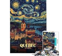 Puzzle pour Adolescents de 1000 pièces représentant Un Paysage Urbain de Québec avec Un Ciel étoilé Jeu de réflexion pour Adultes pour Les Femmes et Toute la Famille (Dimensions 38x26cm)