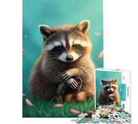 Puzzle pour Adolescents de 1000 pièces représentant Un Raton Laveur méditant dans Un Cadre Serein Jeu éducatif Jouet Jeu intellectuel idée Cadeau Amusante et Humoristique (Dimensions 38x26cm)