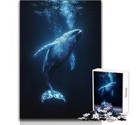 Puzzle pour Adolescents de 1000 pièces représentant Une Baleine à Bosse sous l'eau Profitez de Moments de détente et de Calme Découpe Nette et résistante Jeu de Loisirs créatifs Dimensions:50x75cm