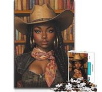 Puzzle pour Adolescents de 1000 pièces représentant Une Cowgirl Noire et Un Cowboy Portrait Jeu de Puzzle Stimulant, idéal comme Cadeau d'anniversaire pour Les 14 Ans et Plus Dimensions 50x75cm